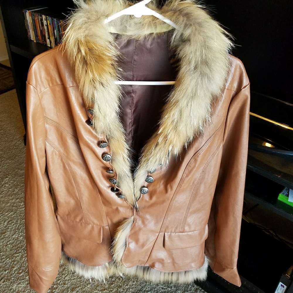 Beautiful camel faux fur lined jacket